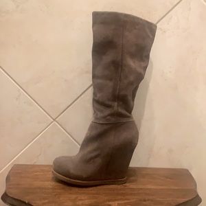 Lucky Brand Tall Suede Wedge Boot Size 6 Never Worn